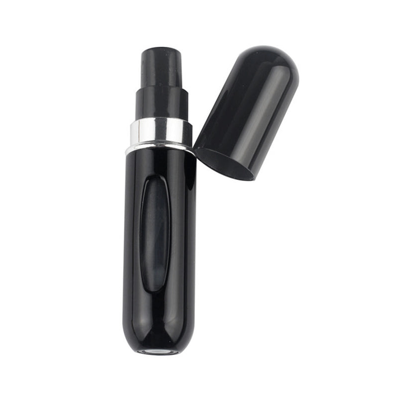 5ml Portable Mini Refillable Perfume Bottle Spray Round Tube Pump Empty Cosmetic Container Atomizer Scent Bottle for Travel - Black