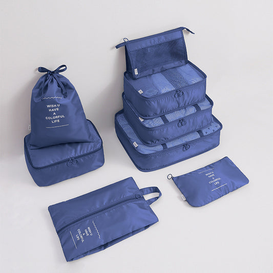 8 Pieces Organiser Set Luggage Suitcase Storage Bags Packing Travel Cubes - Navy