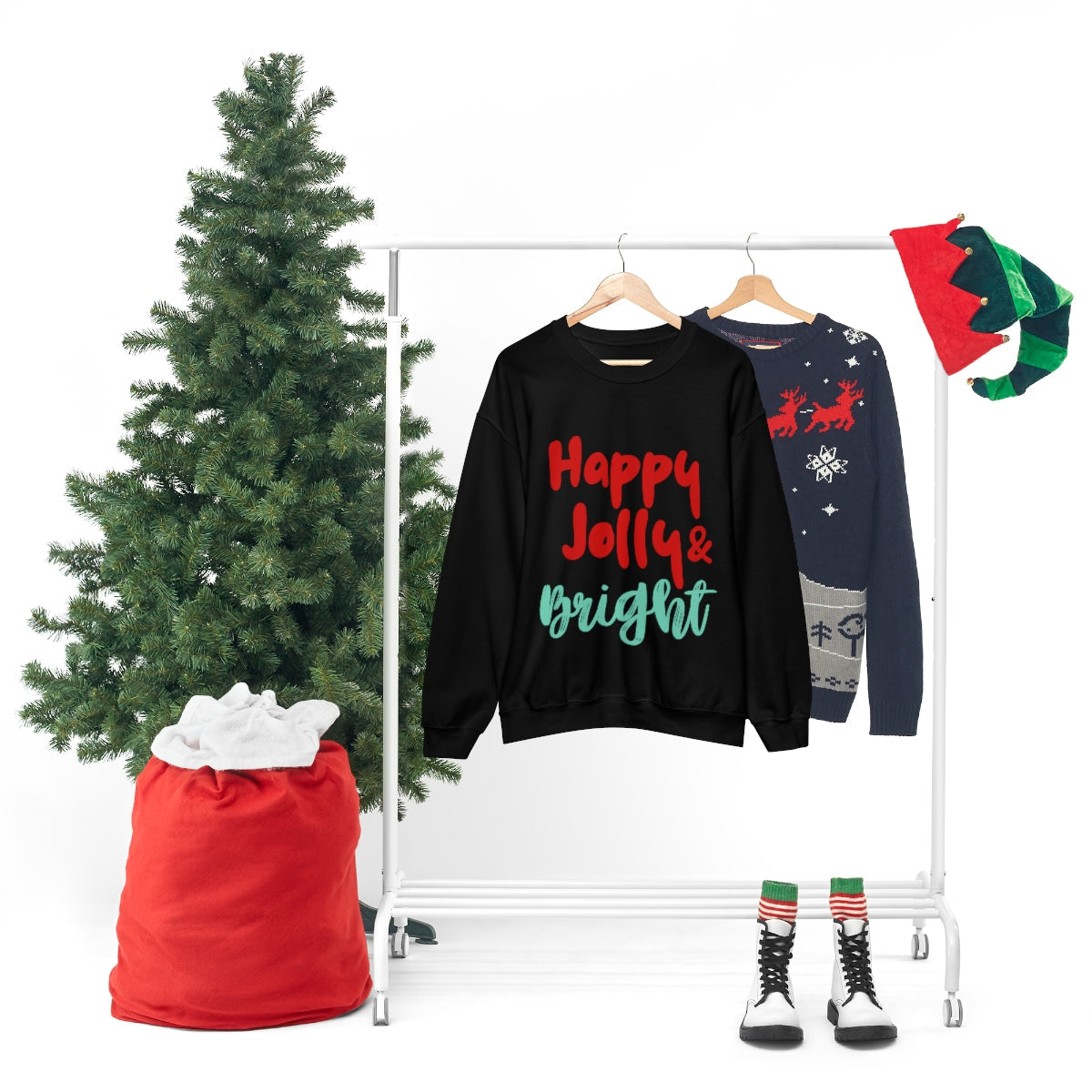 Womens Happy Jolly & Bright Sweatshirt