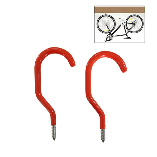 2pc Red Bicycle Hooks Screw-in Bike Storage Hooks for Wall Mount