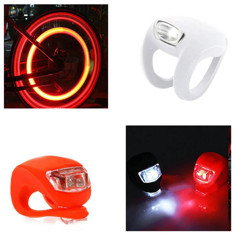 2X LED Bike Lights Front and Back Clip-On Silicon Bicycle Lights with Waterproof Silicone Housing - Random Colour