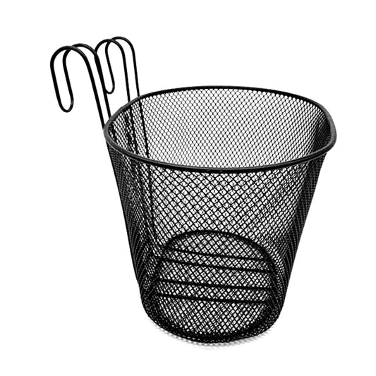 Bicycle Wire Mesh Basket Front Detachable Basket with Hooks - Black