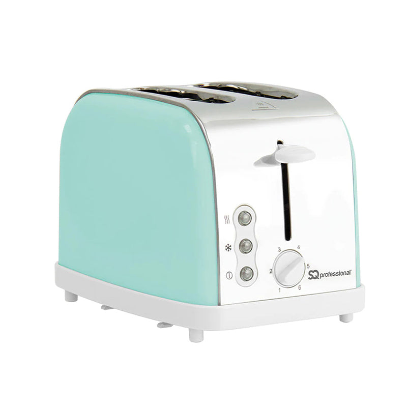 900W Metallic 2 Slice Toaster Stainless Steel Kitchen Toaster - Blue