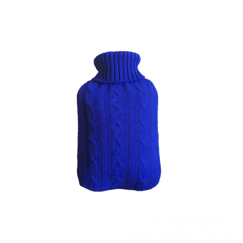 Knitted Hot Water Bottle Cover 2000ml Body Warmer Hand Warmer COVER ONLY - Blue