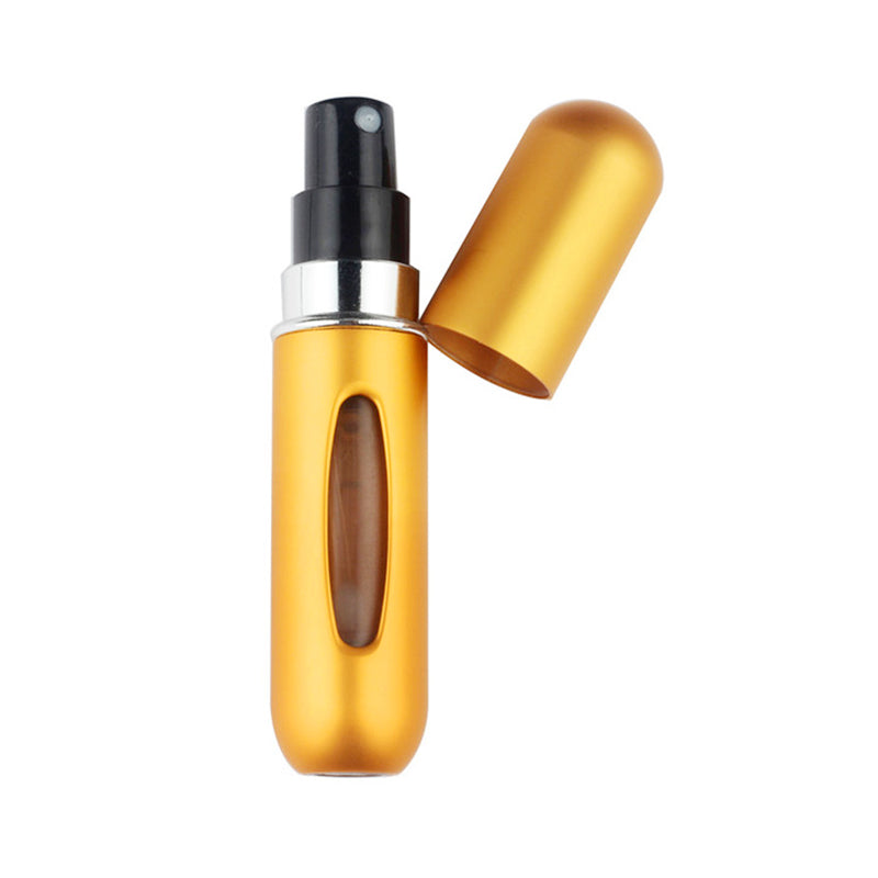 5ml Portable Mini Refillable Perfume Bottle Spray Round Tube Pump Empty Cosmetic Container Atomizer Scent Bottle for Travel - Gold