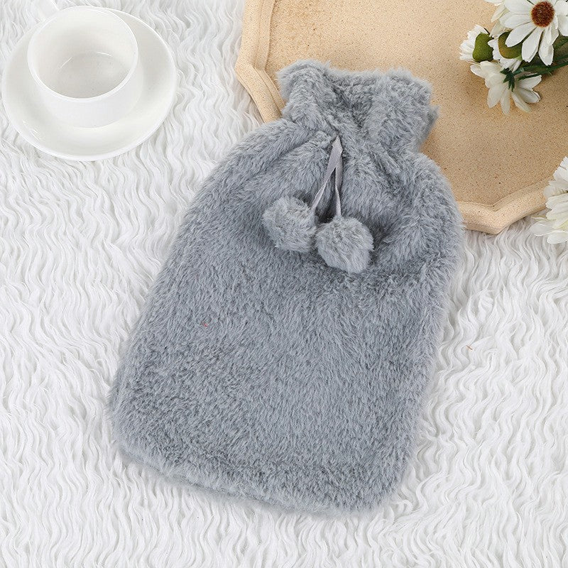 2L Large Hot Water Bottle Quality Hot Water Bottles Body Warmer Hand Warmer with Soft Warm Plushy Cover - Grey