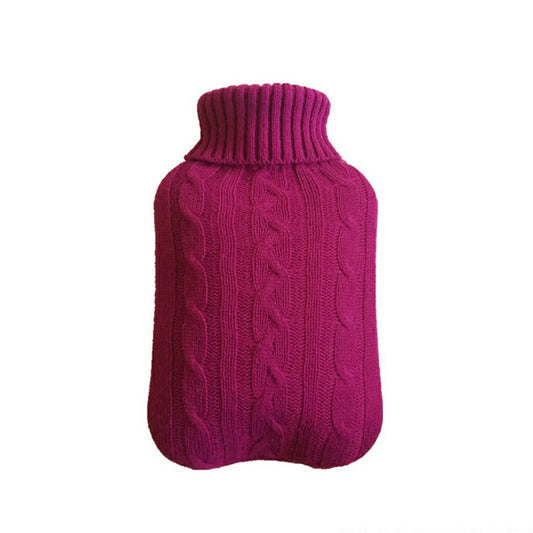 2L PVC Large Hot Water Bottle Quality Hot Water Bottles Body Warmer Hand Warmer with Arran Knitted Cover - Hot Pink