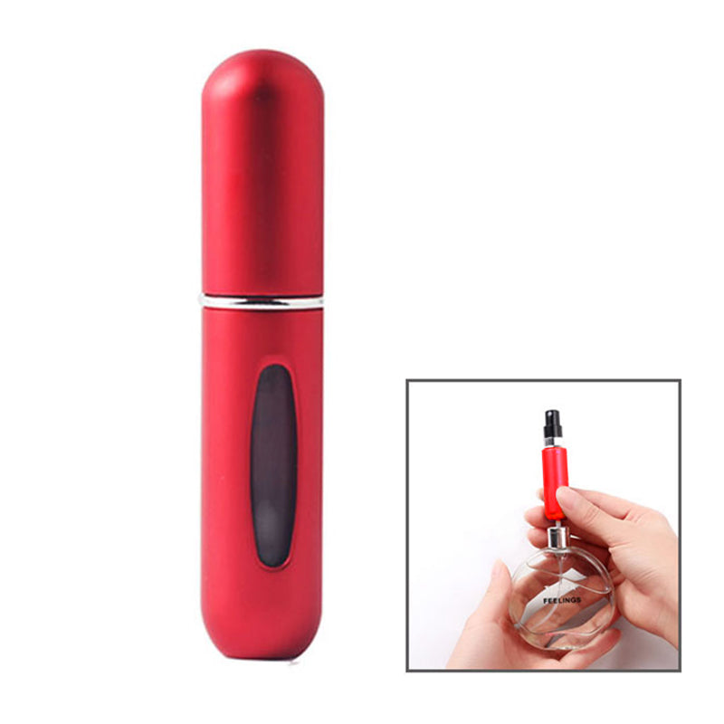 5ml Portable Mini Refillable Perfume Bottle Spray Round Tube Pump Empty Cosmetic Container Atomizer Scent Bottle for Travel - Red