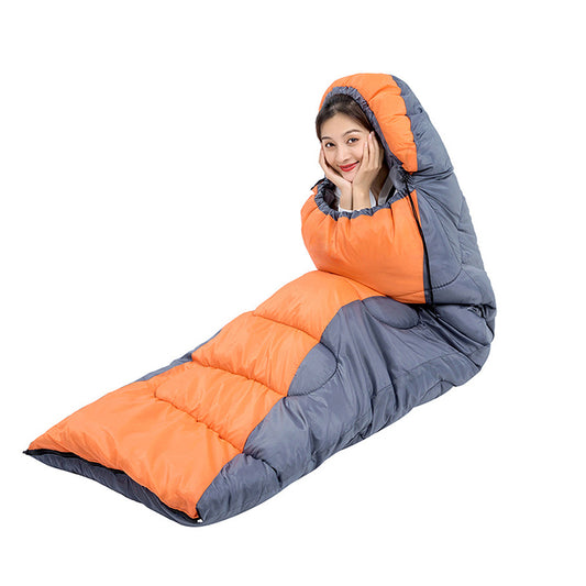 Winter Lightweight Sleeping Bag Outdoor Use for Hiking and Camping - 1300g Orange+Grey