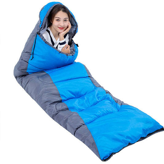 Winter Lightweight Sleeping Bag Outdoor Use for Hiking and Camping - 2400g Blue+Grey
