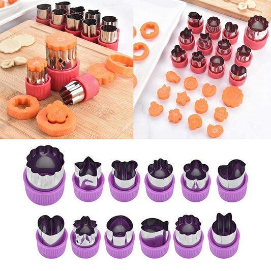 12 pcs Fruit Vegetable Cutter Cookie Stamps Mold Sets - Purple Item Code : HOM-57603 Weight : 160.00 g HOLD : NO UK Stock : 54