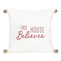 35CM THIS HOUSE BELIEVES CUSHION WITH BELLS