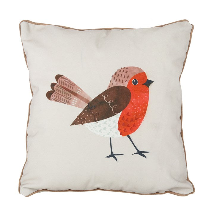 35CM SQUARE GARDEN ROBIN CUSHION