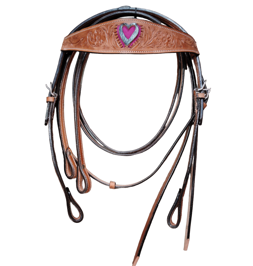 Western Natural Leather Headstall & breast Collar Full Size