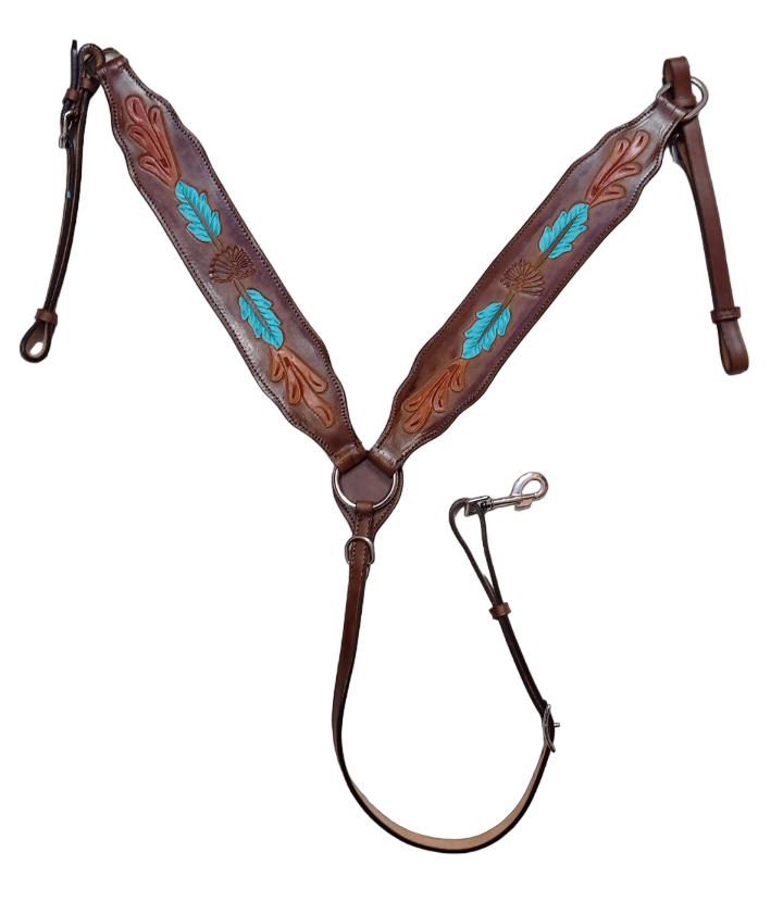 Western Saddle Set Horse Headstall and Breast Plate Set Full Size