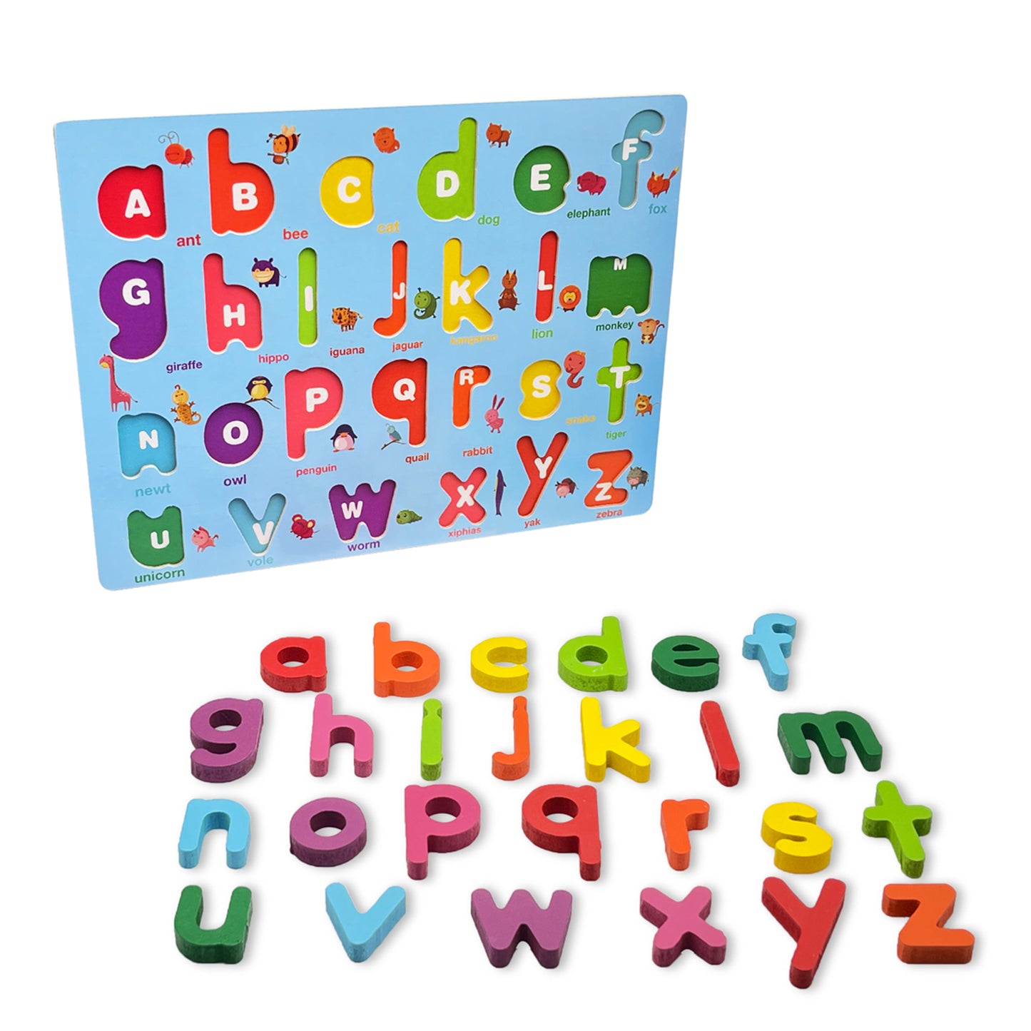 Zunammy Wooden Alphabet Puzzle Board & Number Educational Learning Toy