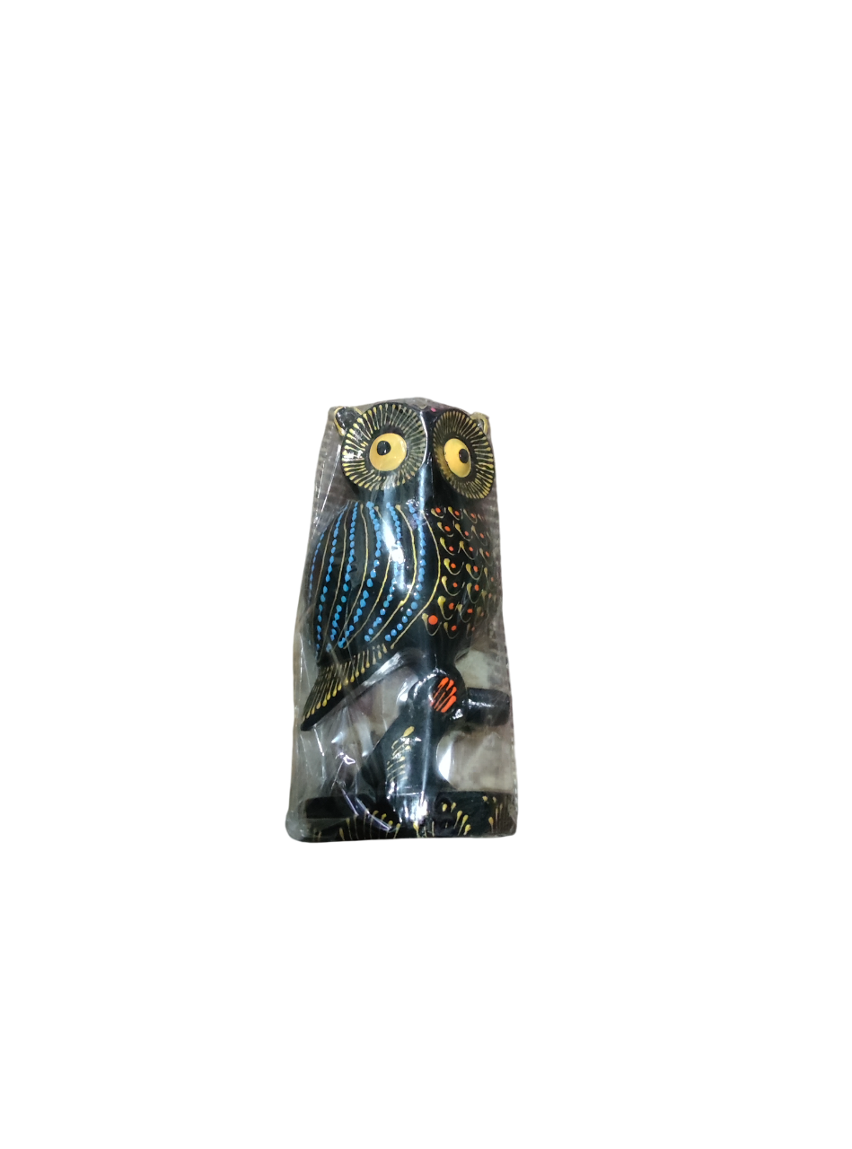 Wooden owl hand-painted