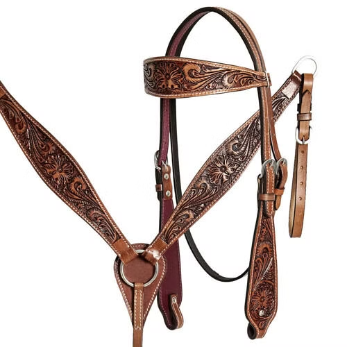 Western Saddle Set Horse Headstall and Breast Collar Full Size