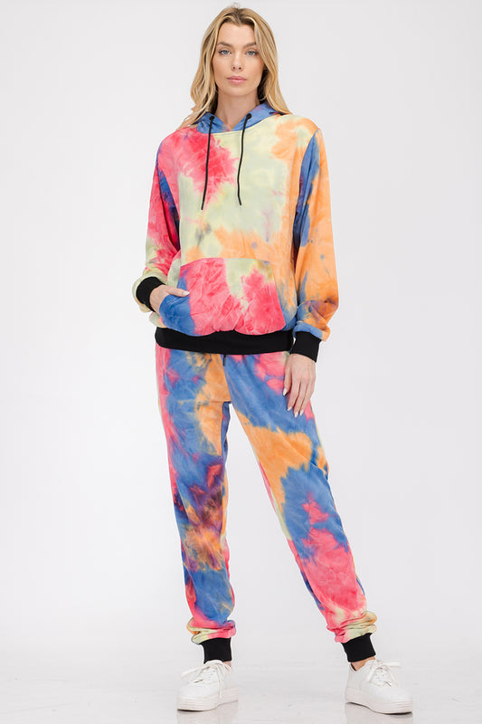 Womens Cotton Tye Dye Lounge Wear Sweat Set