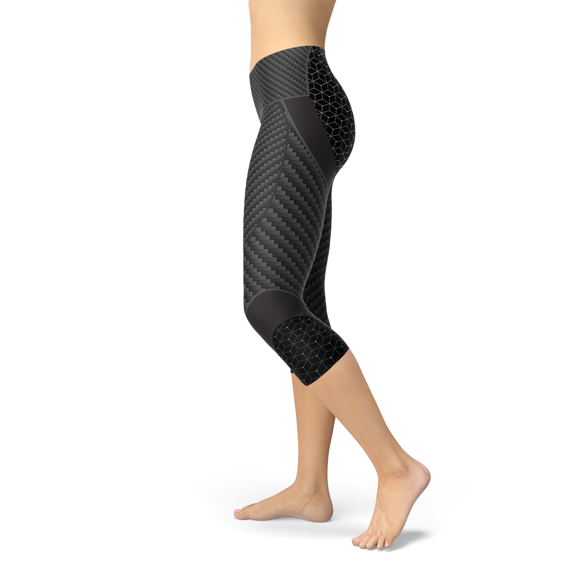 Womens Carbon Fiber Sports Capri Leggings