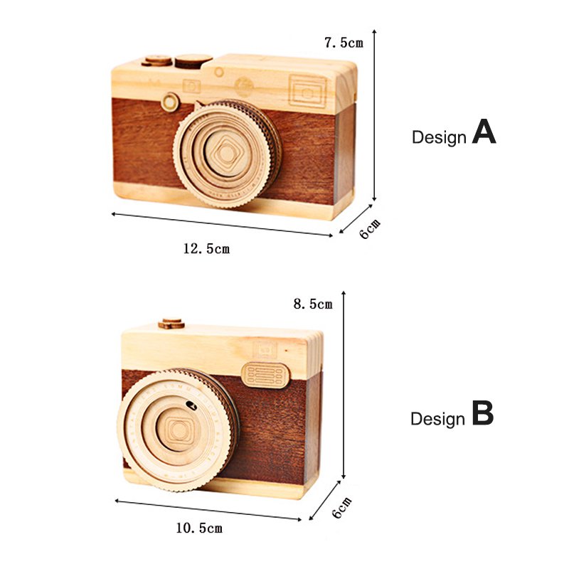 Wood Camera Music Box