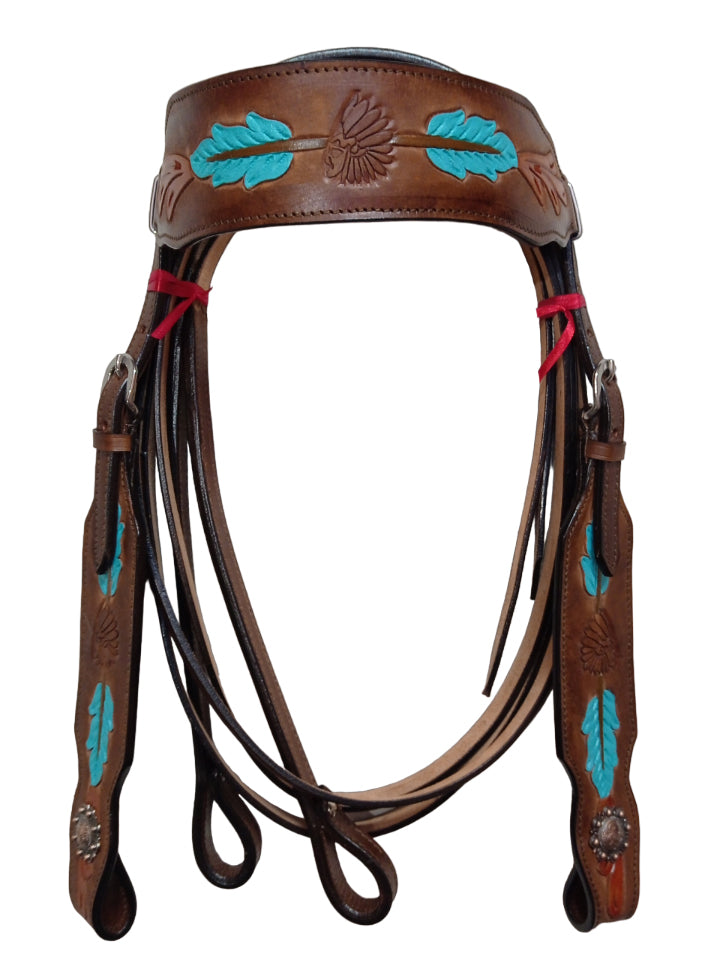 Western Saddle Set Horse Headstall and Breast Plate Set Full Size