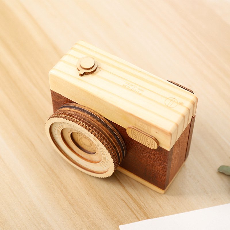 Wood Camera Music Box