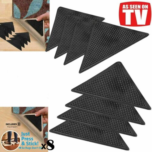 8 X RUG CARPET MAT GRIPPERS RUGGIES NON SLIP SKID REUSABLE WASHABLE