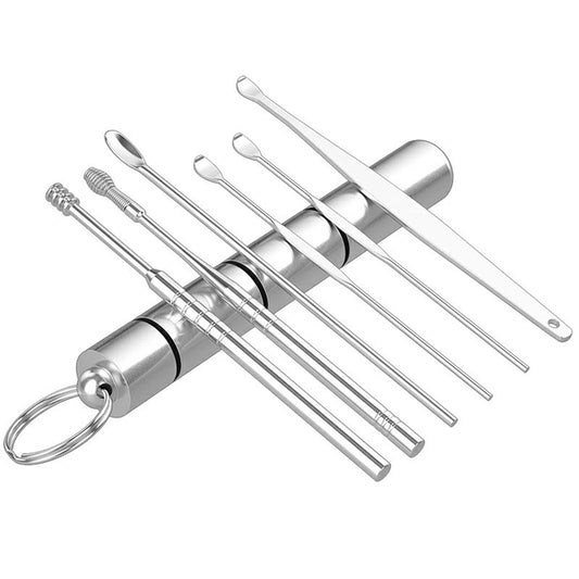 6 PCS Ear Pick Cleaning Set Spiral Tool Spoon Ear Wax Remover Curette Kit