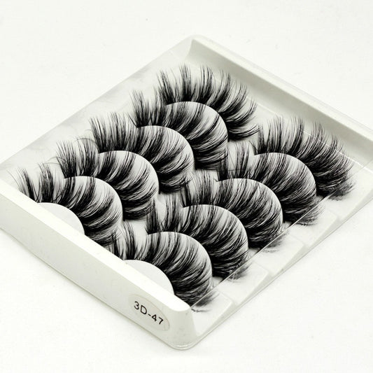 5 Pair Mink False Eyelashes Wispy Cross Long Thick Soft Fake Eye Lashes - 3D-47