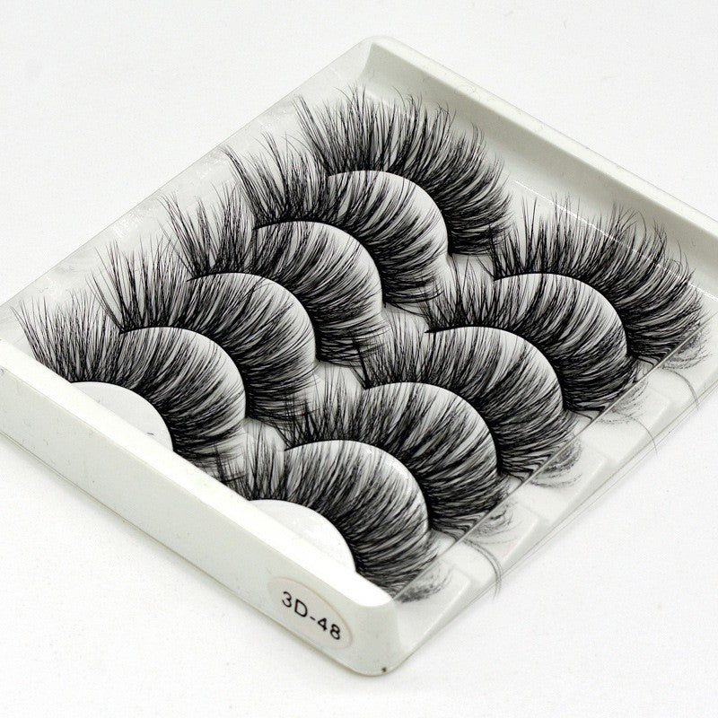 5 Pair Mink False Eyelashes Wispy Cross Long Thick Soft Fake Eye Lashes - 3D-48