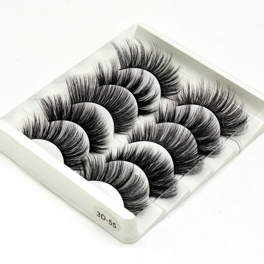 5 Pair Mink False Eyelashes Wispy Cross Long Thick Soft Fake Eye Lashes - 3D-55