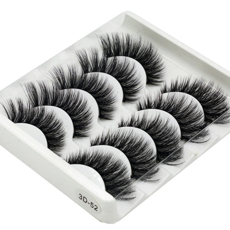 5 Pair Mink False Eyelashes Wispy Cross Long Thick Soft Fake Eye Lashes - 3D-52