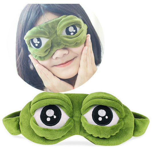 3D Cartoon Sad Frog Eye Cover Sleep Mask Travel Anime Sleeping Rest Eyeshade for and Adults