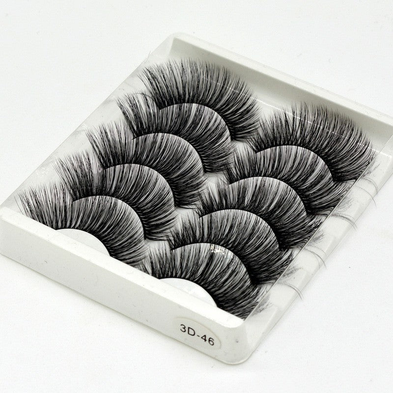 5 Pair Mink False Eyelashes Wispy Cross Long Thick Soft Fake Eye Lashes - 3D-46