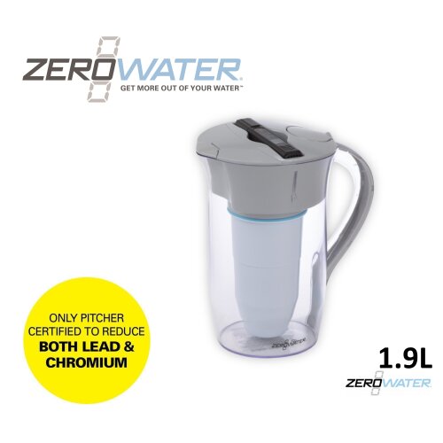 ZeroWater 8-Cup / 1.9L Round Flip-to-Fill Water Filter Pitcher
