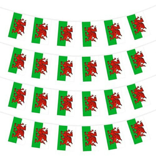 Wales 30 Flags Dragon 12M Bunting Banner Flags