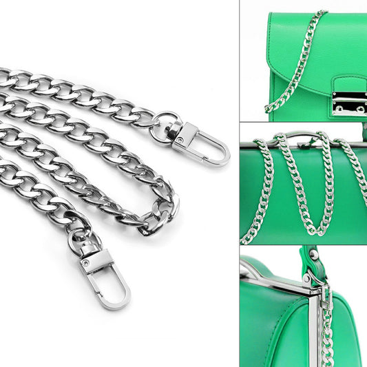 120CM Length Bag Metal Flat Chain Replacement Strap for Handbag Purse - Silver