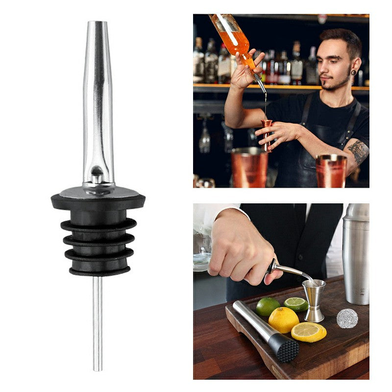 5 pcs Stainless Steel Liquor Spirit Pourer Free Flow Spout Stopper