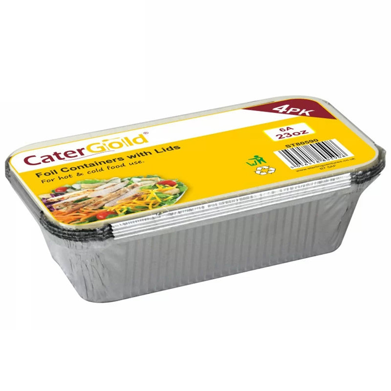 23oz Disposable Aluminum Foil Pans Food Containers with Lids Pack of 4