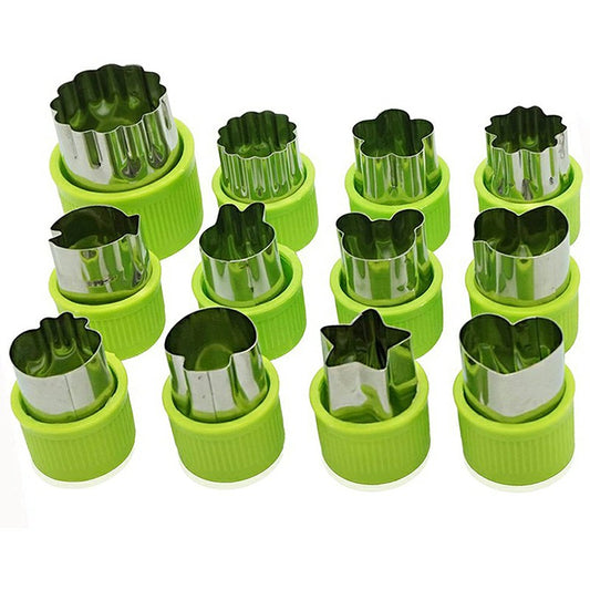 12 pcs Fruit Vegetable Cutter Cookie Stamps Mold Sets - Green Item Code : HOM-57602 Weight : 160.00 g HOLD : NO UK Stock : 70