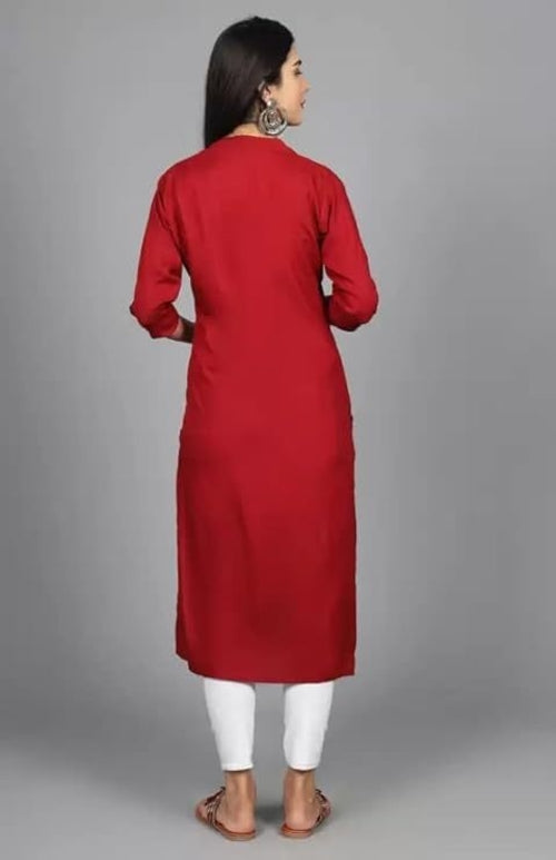 Women's Maroon Straight Kurta Size M