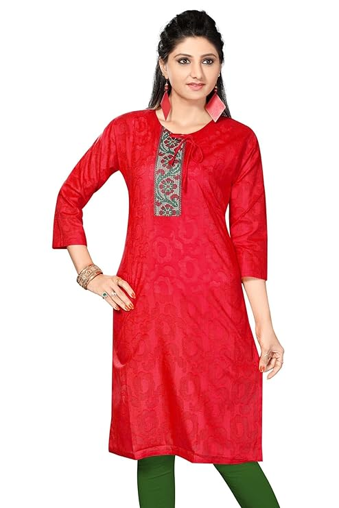 Women Cotton Suit Salwar Set (Size-L) (Color-RED)