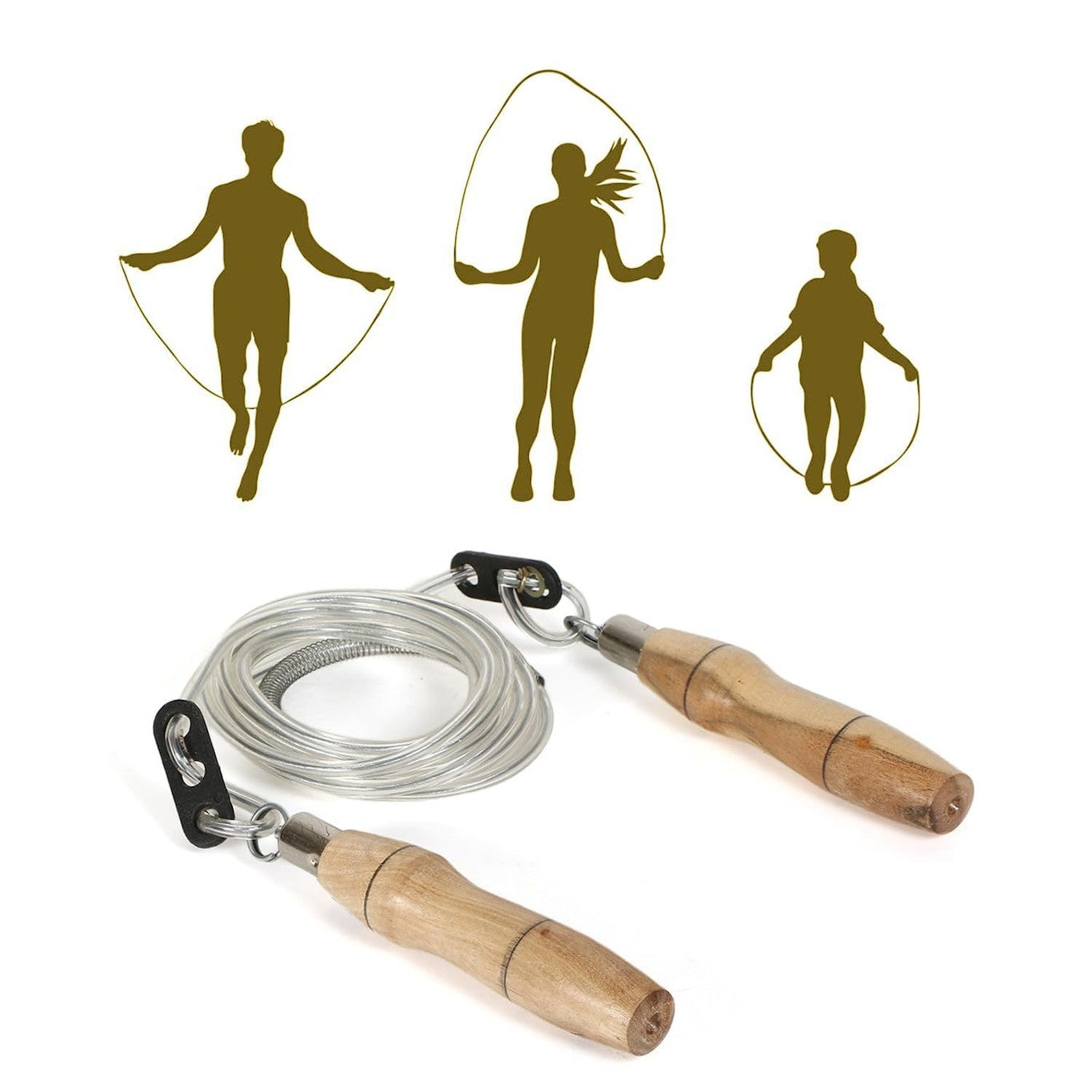 Wooden Handle Skipping Rope with Steel Wire Fitness