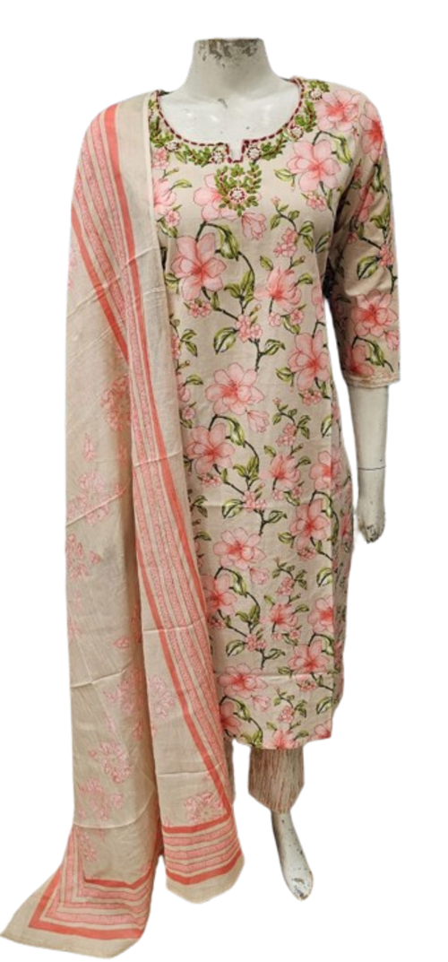 Women Printed Kurta Pant & Dupatta Set Size M Color Multicolor