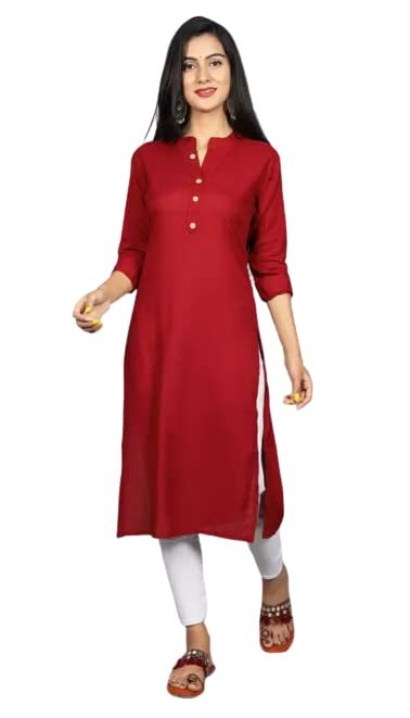 Women's Maroon Straight Kurta size S