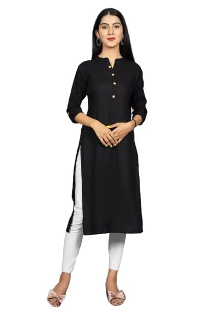 Women's Black Straight Kurta Size M