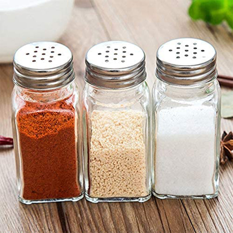 9 x 4 cm Square Salt Pepper Spices Shaker Glass Jar