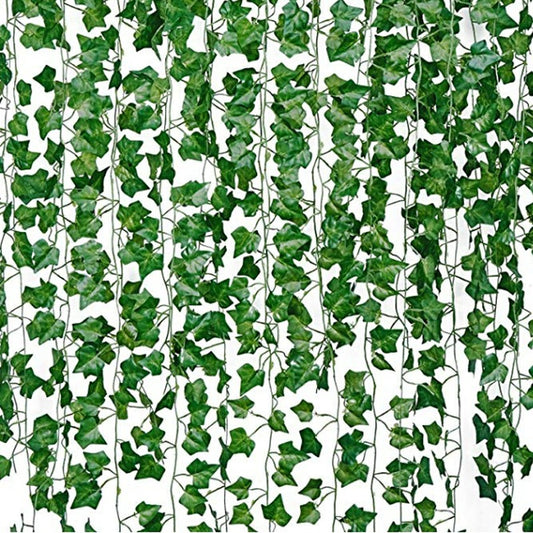 12 pieces Artificial Grape Parthenocissus Leaves Vine Outdoor Wall Hanging Garden Decor
