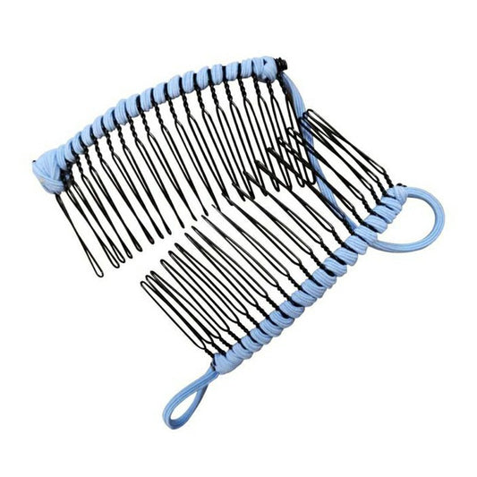 20 Tooth Vintage Banana Hair Clip Stretchable Comb - Blue